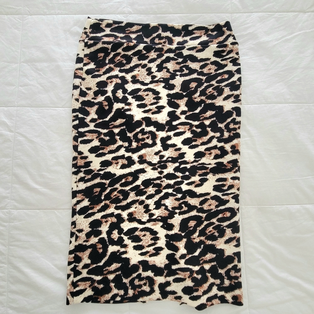 Leopard Print, Pencil, Zipup Skirt